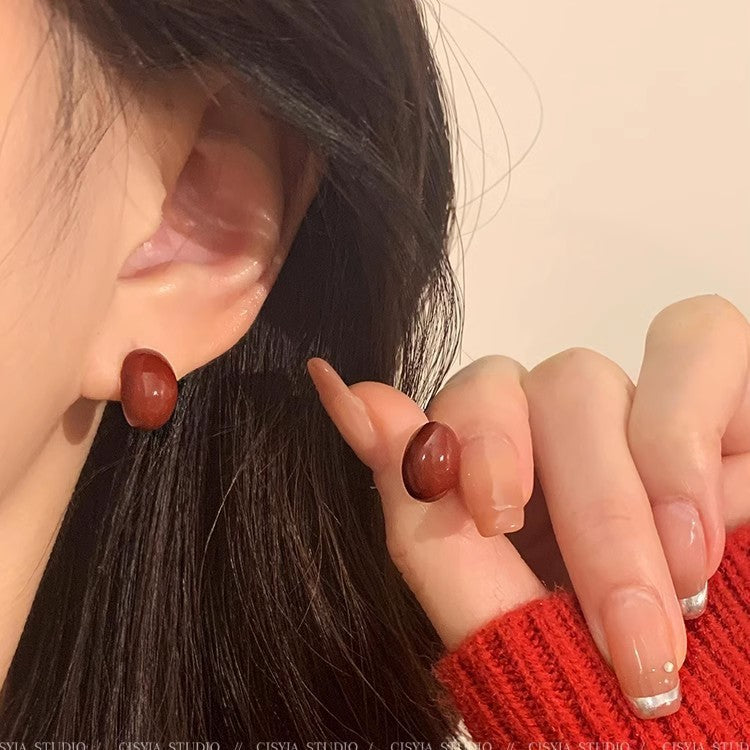 Ankela Red Acacia Bean Ear Nails A1988红